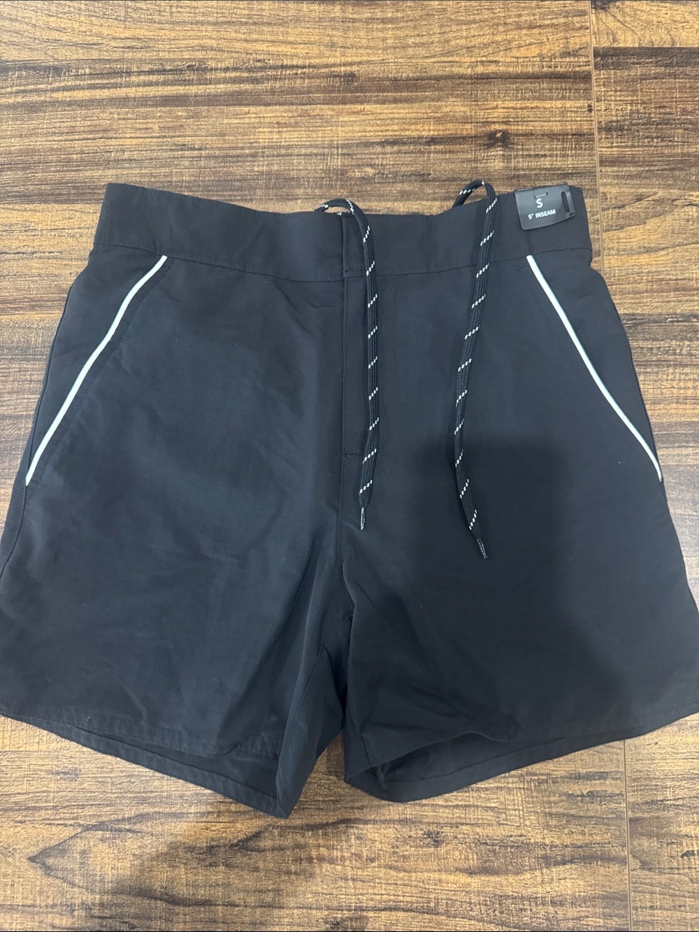 Murano Black Athletic Shorts with White Trim